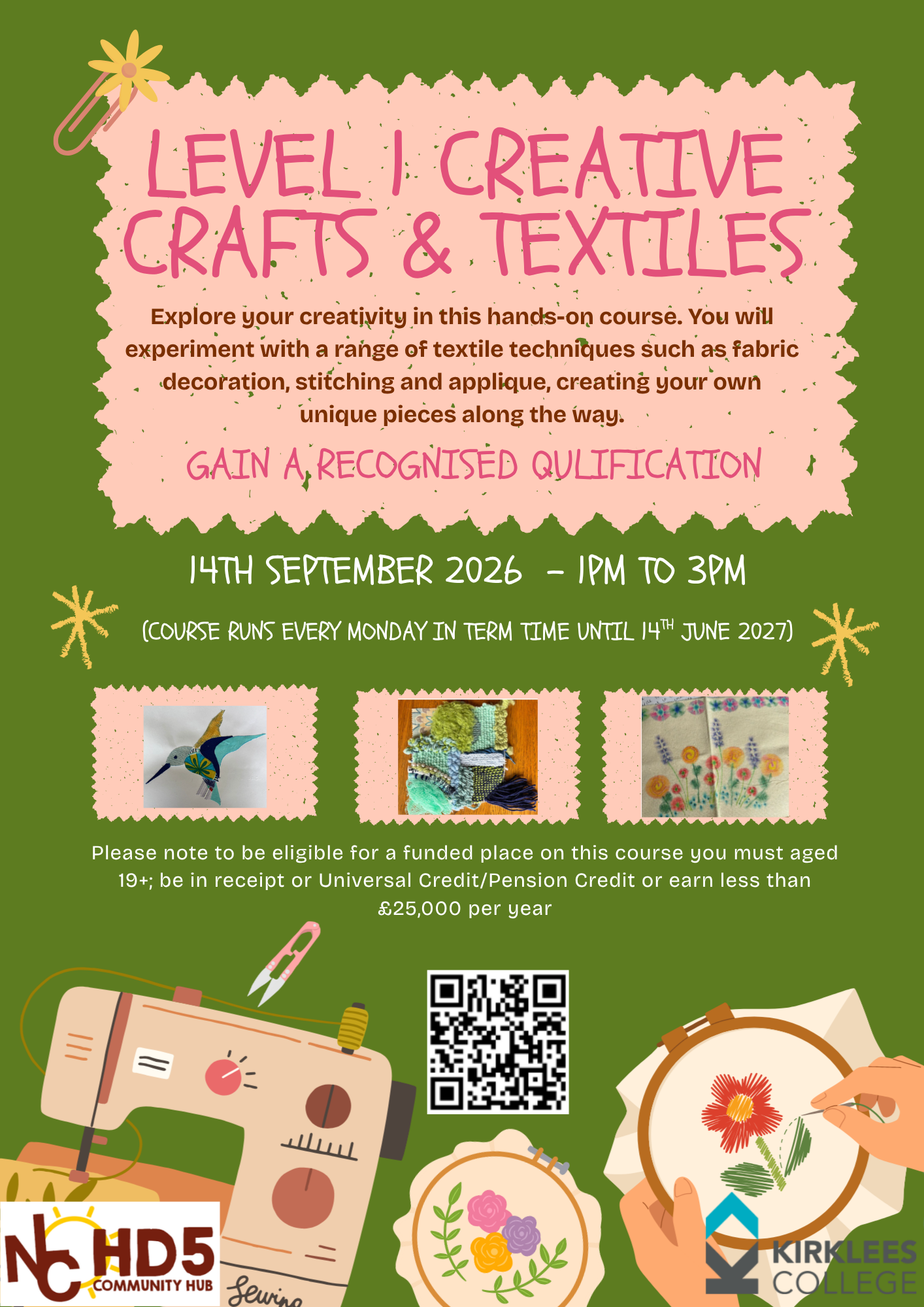 Level 1 creative crafts & textiles Sep 2026
