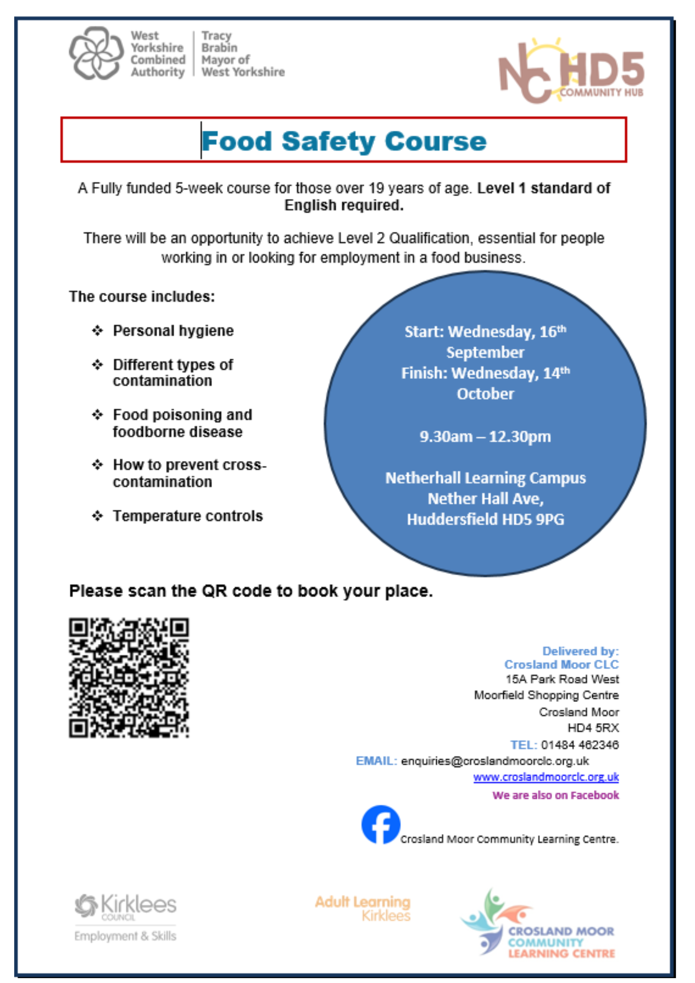 Food Hygiene Crosland Moor Sep 2026