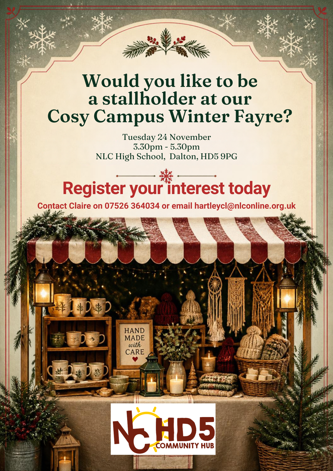 Cosy Campus Winter Fayre Stall Holder Flyer